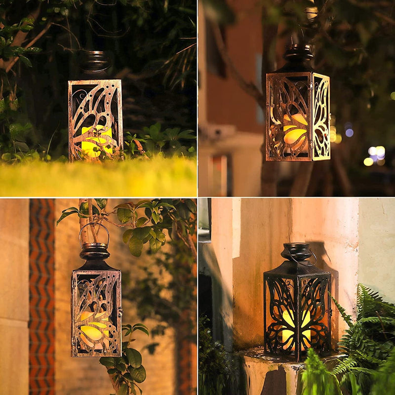 GENYESTAR Solar Lantern Outdoor Hanging Large Floor Patio Light Lamp Big Decorative Tree Yard Garden Courtyard Holiday LED Flameless Candle Vintage Metal Brass 1 Pack Home & Garden > Lighting > Lamps GENYESTAR   