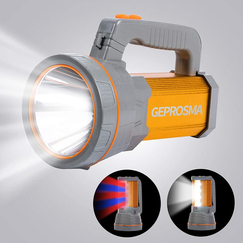 GEPROSMA Powerful Led Flashlight High Lumens Rechargeable , Super Bright Handheld Spotlight Flashlight Large Ultra Long Lasting Portable High Power Big Searchlight