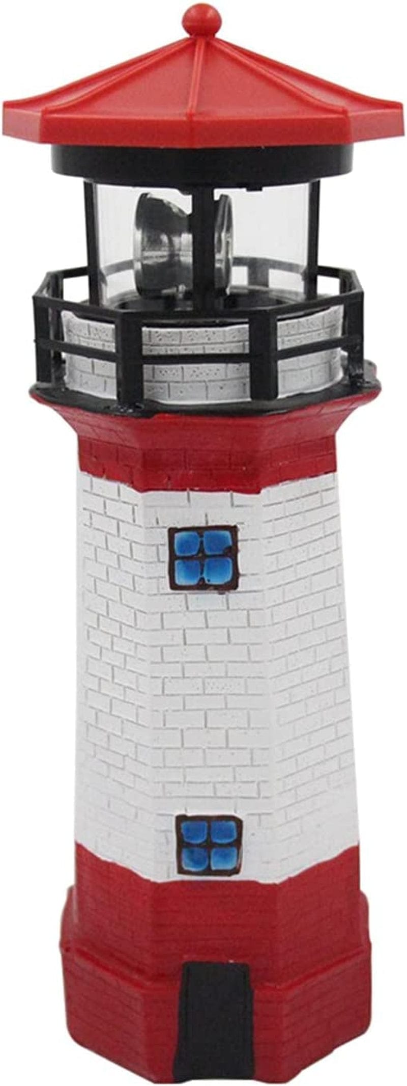 GEZICHTA Solar Lighthouse Garden Statue with Rotating Lamp, 27Cm Resin Solar Lighthouse Sculpture Waterproof Garden Ornaments Outdoor LED Waterproof Solar Led Lamp for Yard Lawn Patio(Red), Free Size