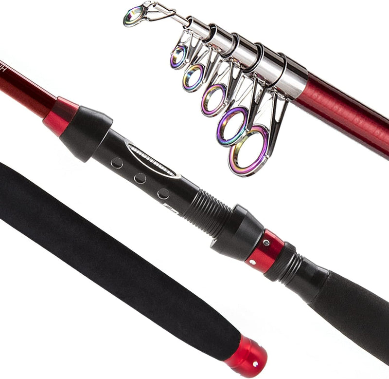 Ghosthorn Fishing Rod and Reel Combo, Telescopic Fishing Pole Kit for Men Collapsible Portable Fishing Gear Starter Compact Travel Pole with Carrier Bag for Freshwater Saltwater Fishing Gifts for Men Women Sporting Goods > Outdoor Recreation > Fishing > Fishing Rods Ghosthorn ONLY Fishing Rod (NOT Include Reel) 2.1M - 6.89FT 