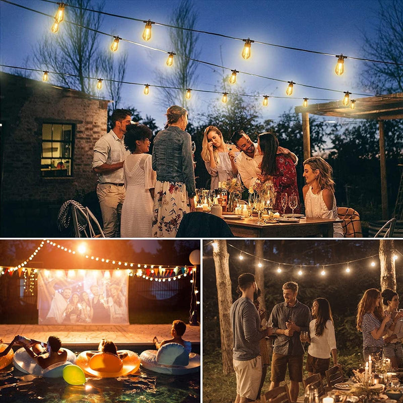 GHUSTAR 48FT LED Outdoor String Light, Waterproof Outdoor Patio LED Lights with Shatterproof Dimmable S14 Bulbs UL Listed Heavy-Duty Outdoor String Lights, Vintage Patio Lights for Wedding Party Home & Garden > Lighting > Light Ropes & Strings GHUSTAR   
