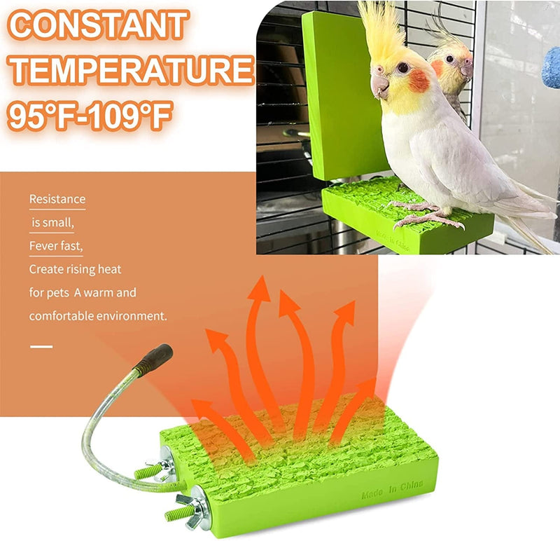 GIFANK Bird Heater for Cage Bird Perch Stand Warmer Snuggle up for African Grey, Parakeets, Parrots, Small Birds 12V 3.3"X6"
