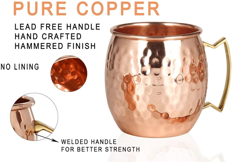 [Gift Set] Moscow Mule Copper Mugs - Set of 4-100% HANDCRAFTED Pure Solid Copper Mugs - 16 oz Premium Gift Set with BONUS: 4 Cocktail Copper Straws, Shot Glass and Recipe Booklet! Home & Garden > Kitchen & Dining > Barware COPPER BAR COCKTAILS 29   