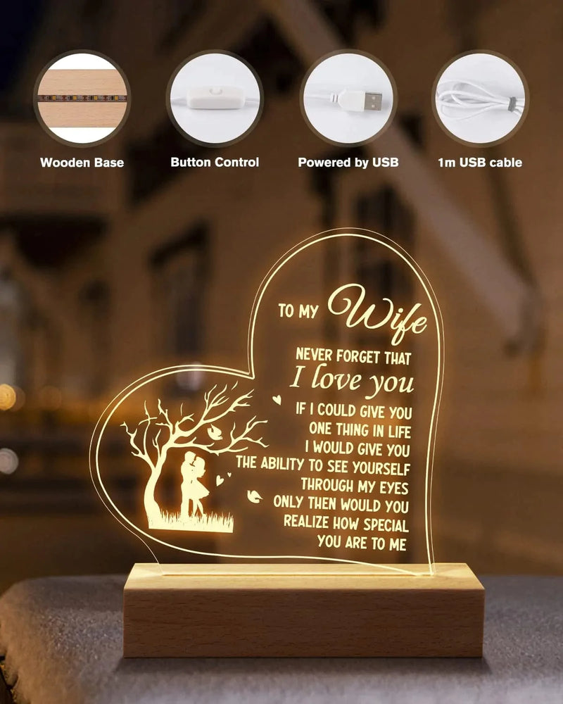 Gifts for Wife Christmas Gift Ideas Engraved Night Light, Wife Gifts 6.9 Inch Light Lamp Wedding Anniversary Birthday Christmas Gifts for Wife Home & Garden > Lighting > Night Lights & Ambient Lighting Calibron   