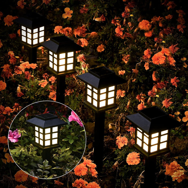 GIGALUMI 6 Pack Metal Solar Outdoor Lights, Bronze Finshed Landscape Path Lights, Glass Lamp, Waterproof Led Solar Pathway Lights for Lawn, Patio, Yard, Garden, Pathway, Walkway and Driveway Home & Garden > Lighting > Lamps GIGALUMI Black 16 PACK 