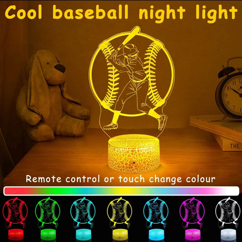 GIMFRY Baseball Night Light Cool Baseball Gifts for Boys 16 Colors Changing with Remote&Touch Models Bedside Room Baseball Decor Lamp Birthday Christmas Party Present for Kids and Baseball Lovers