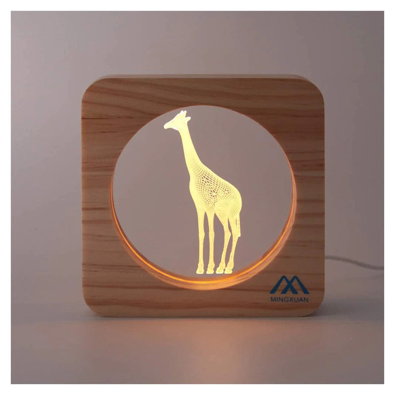 Giraffe Led Night Light Low Power & Energy Used Solid Wooden-Frame Manual Switch Soft Lighting Good Home , Nursery Decorate Light Creative Gift to Send Child
