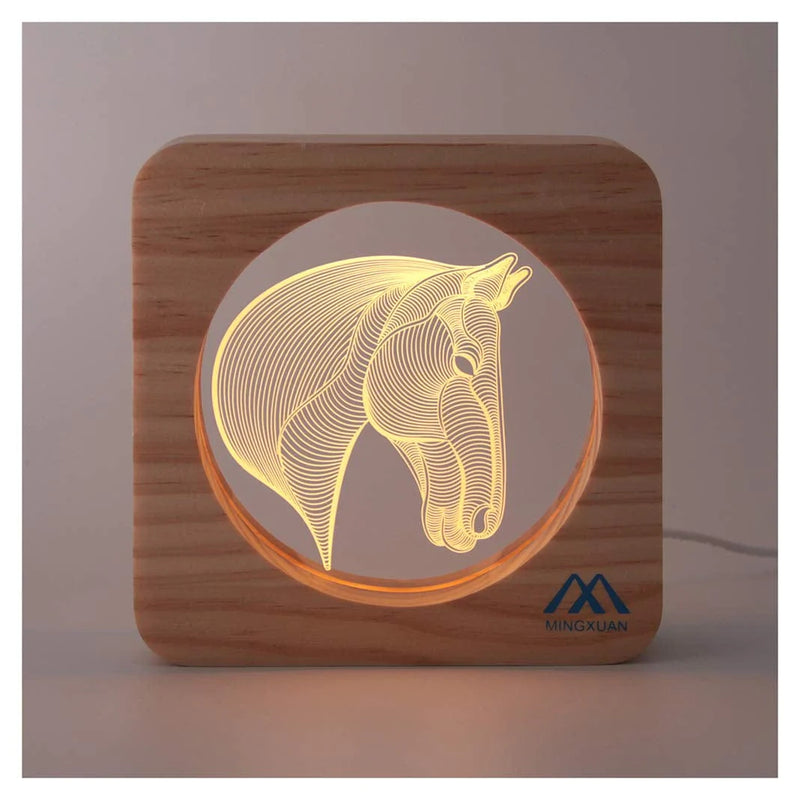 Giraffe Led Night Light Low Power & Energy Used Solid Wooden-Frame Manual Switch Soft Lighting Good Home , Nursery Decorate Light Creative Gift to Send Child Home & Garden > Lighting > Night Lights & Ambient Lighting MINGXUAN Horse  