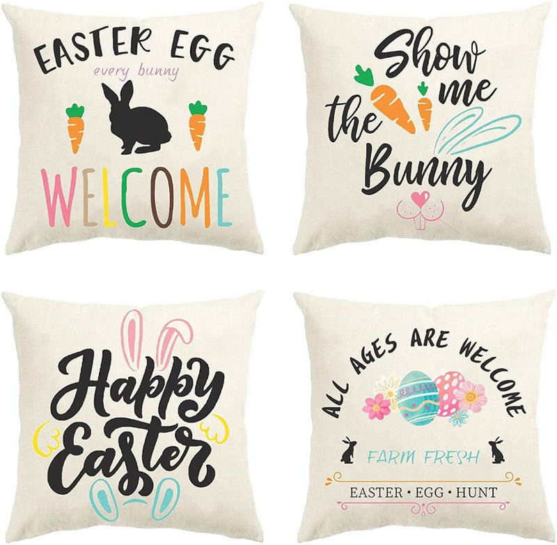 Glaring Easter Decorations Pillow Covers 16X16 Inch Set of 4 for Bunny Rabbit Home Decor Throw Pillows Cover… Home & Garden > Decor > Seasonal & Holiday Decorations Glaring 20x20 inch  