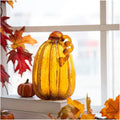 Glitzhome 9.06" Amber Hand Blown Crackle Glass Pumpkin for Fall Harvest Thanksgiving Halloween Decoration Home & Garden > Decor > Seasonal & Holiday Decorations Glitzhome 9.06 Inch  