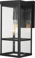 Globe Electric 44176 1-Light Outdoor Indoor Wall Sconce, Matte Black, Glass Panes, Weather Resistant, Wall Lighting, Wall Lamp Dimmable, Kitchen Sconces Wall Lighting, Home Improvement, Porch Light Home & Garden > Lighting > Light Ropes & Strings Globe Electric Matte Black, Seeded Glass  