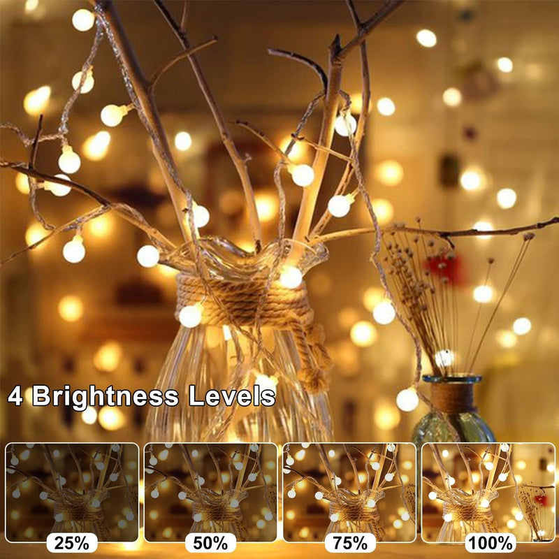 Globe String Lights - 65Ft 120 LED Fairy Lights with Remote Plug In, Indoor String Lights for Bedroom, 8 Modes, Outdoor String Lights for Christmas, Patio, Wedding Party Decoration, Warm White Home & Garden > Lighting > Light Ropes & Strings YUNSOVA   