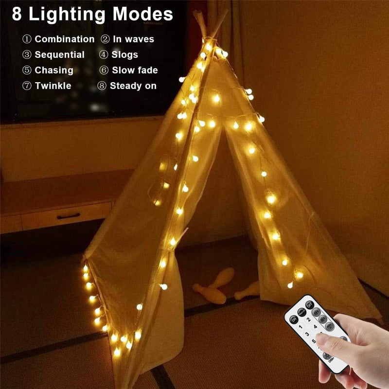 Globe String Lights - 65Ft 120 LED Fairy Lights with Remote Plug In, Indoor String Lights for Bedroom, 8 Modes, Outdoor String Lights for Christmas, Patio, Wedding Party Decoration, Warm White Home & Garden > Lighting > Light Ropes & Strings YUNSOVA   