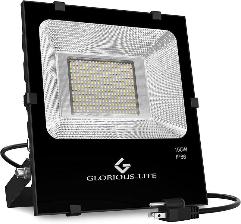 GLORIOUS-LITE 100W LED Flood Light Outdoor, 8000LM LED Work Light with Plug, 6500K Daylight White, IP66 Waterproof Outdoor Floodlights for Yard, Garden, Playground Home & Garden > Lighting > Flood & Spot Lights GLORIOUS-LITE 150.0  
