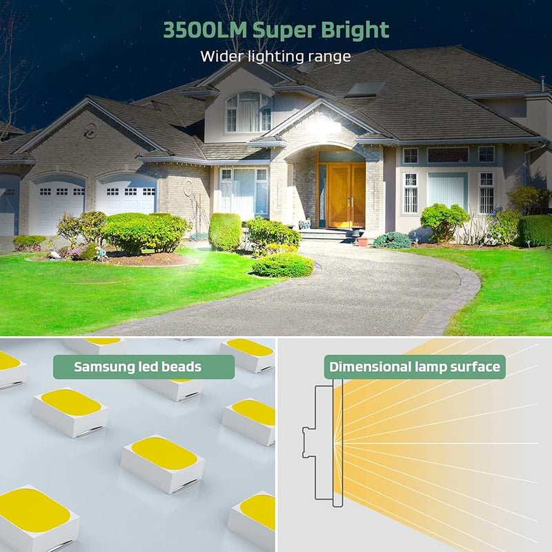 GLORIOUS-LITE LED Security Lights Motion Sensor Outdoor Lights, 35W 3500LM Hardwired Led Flood Light Outdoor with 3 Adjustable Head, 5500K, IP65 Waterproof for Porch Garage Yard(Not Solar) Home & Garden > Lighting > Flood & Spot Lights GLORIOUS-LITE   