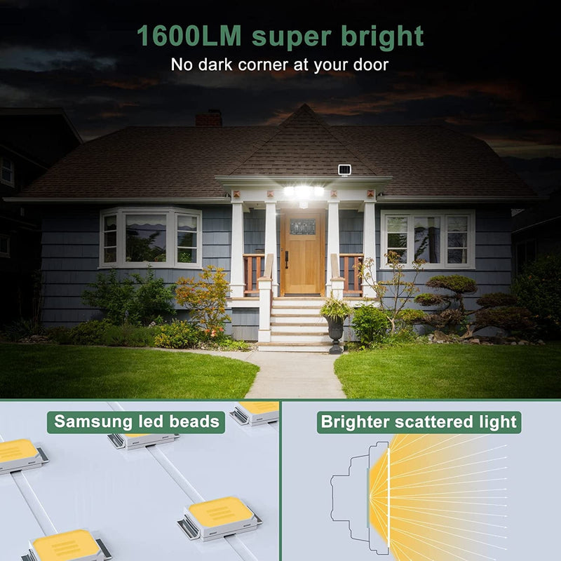 GLORIOUS-LITE Solar Security Light Outdoor, 1600LM Solar LED Motion Sensor Light with 3 Adjustable Head, 5500K, IP65 Waterproof Flood Light for Backyard, Pathway & Patio Home & Garden > Lighting > Flood & Spot Lights GLORIOUS-LITE   