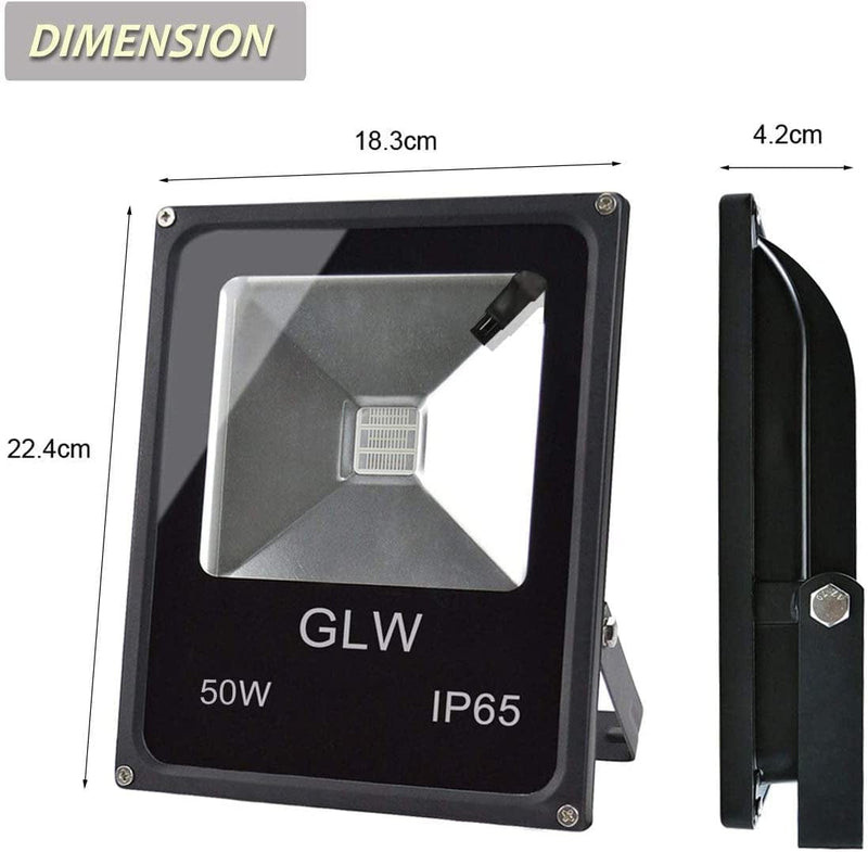 GLW RGB LED Flood Lights,50W Outdoor Super Bright Spotlight,High Power 16 Colors Remote Control Floodlight,4 Modes with US 3-Plug,Ip65 Waterproof Spotlight for Stage,Yard Home & Garden > Lighting > Flood & Spot Lights GLW   