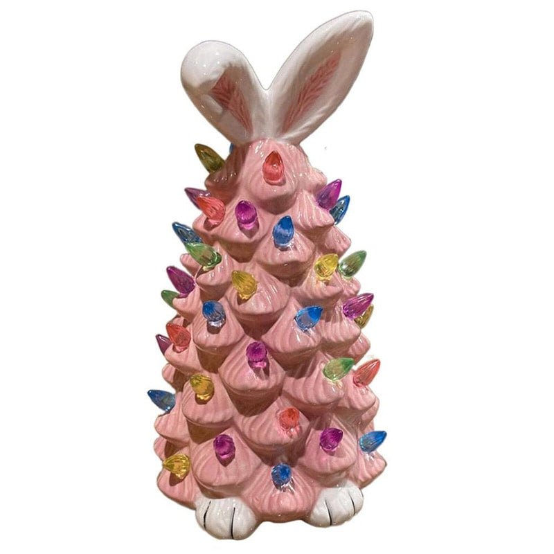 Gnome Easter Ceramic Tree, Pink Bunny Tree Easter Decorations for Indoor Spring Home Bedroom Office Decor,Tabletop Bunny Rabbit Pink Tree Home Decor Home & Garden > Decor > Seasonal & Holiday Decorations Easter Decorations   