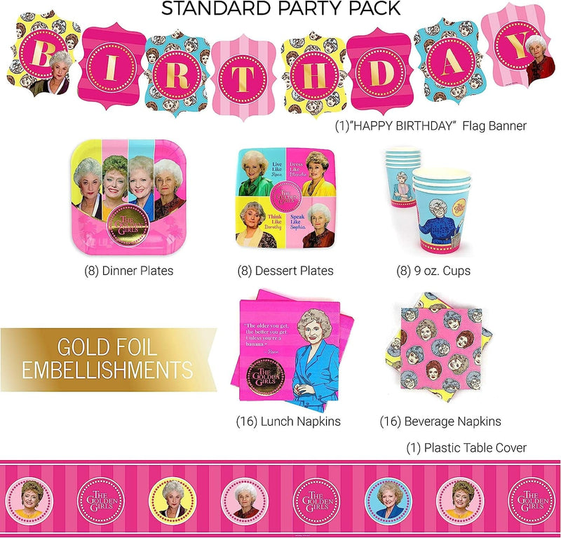 Golden Girls Party Supplies (Standard) Birthday Party Decorations with Happy Birthday Banner, 58 Piece Set - 40Th Birthday Decorations, 50Th Birthday Decorations for Women, Bridal Shower Decorations