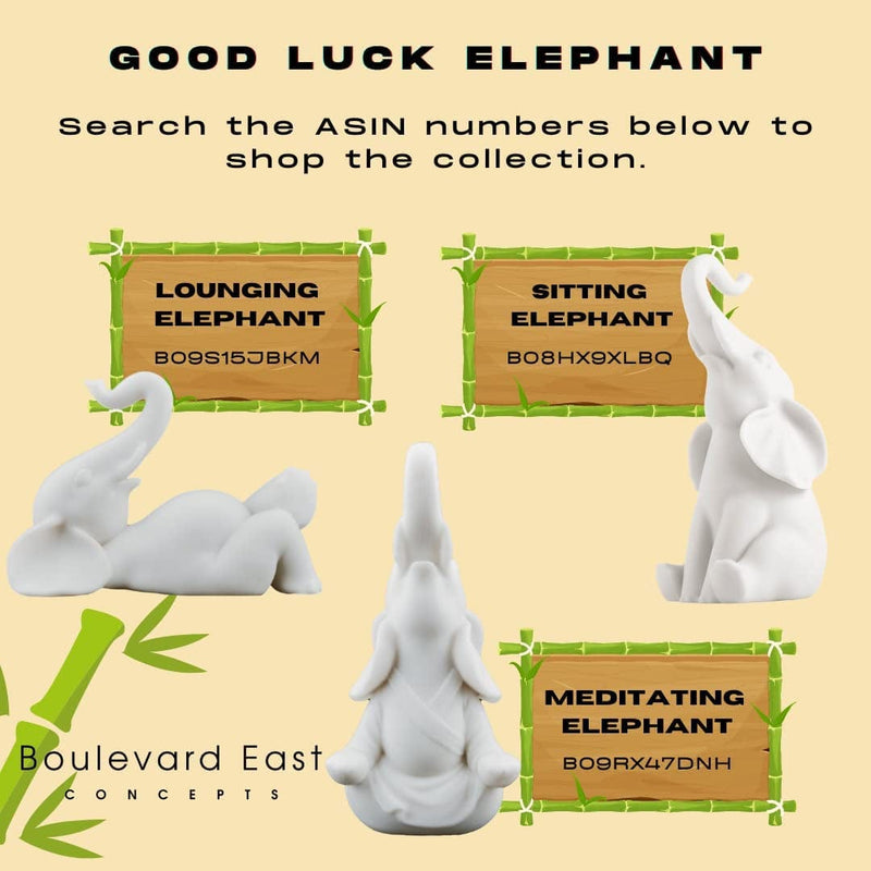 Good Luck Elephant Statues Home Decor - 7" Beautiful Elephant Decor Statues for Home Office Decoration - Durable Designer Resin Elephant Figurine for Shelf, Mantle, Desk, Table and More Home & Garden > Decor > Seasonal & Holiday Decorations Boulevard East Concepts   