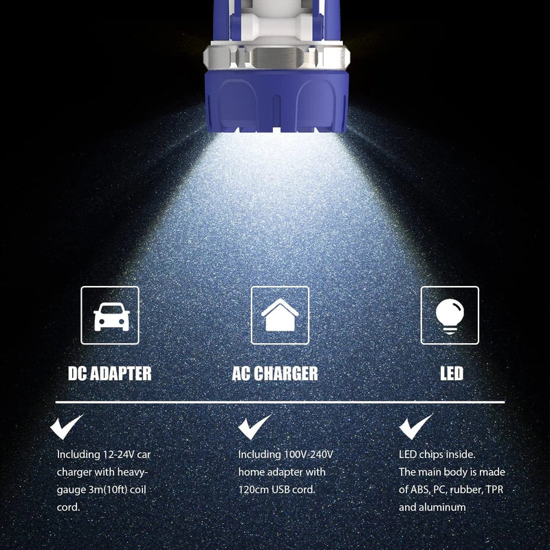GOODSMANN Rechargeable Spotlight Waterproof LED Flashlight 3000 Lumen Submersible Searchlight with USB Adapter Car Charger 9924-H101-01 Home & Garden > Lighting > Flood & Spot Lights Goodsmann Group   