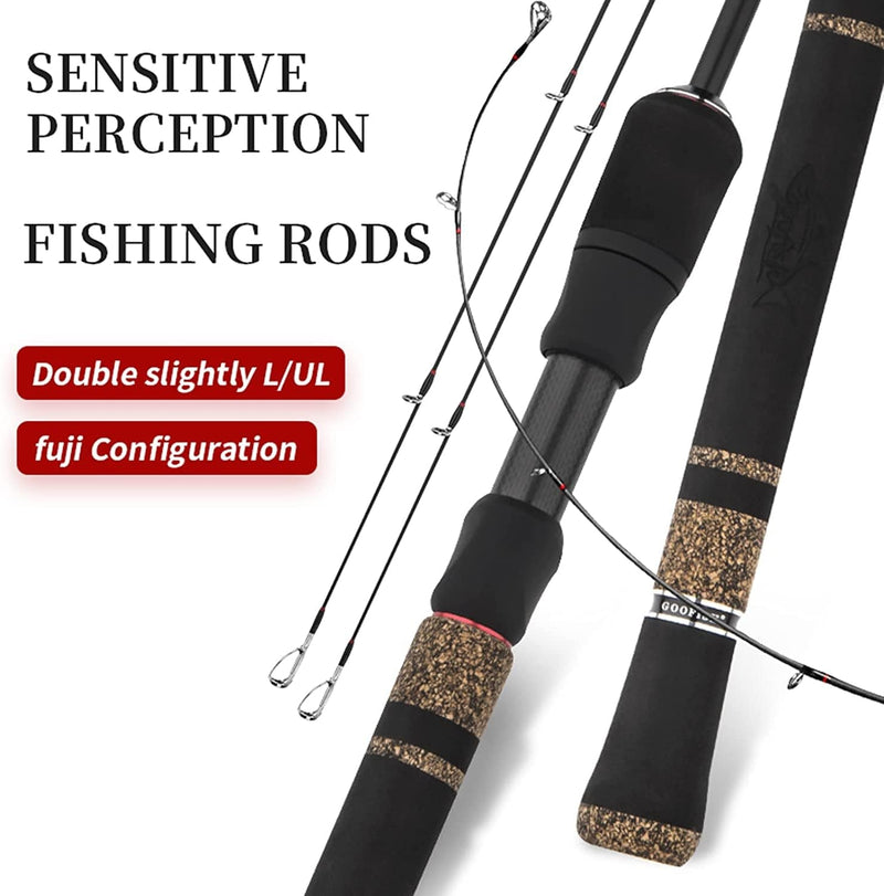 GOOFISH® Solid Nano Blank Series，Lightweight Ultra Light Fishing Rod,6.0'(180Cm) Fuji Setting Two Tip Action Trout Bass Spinning Rods