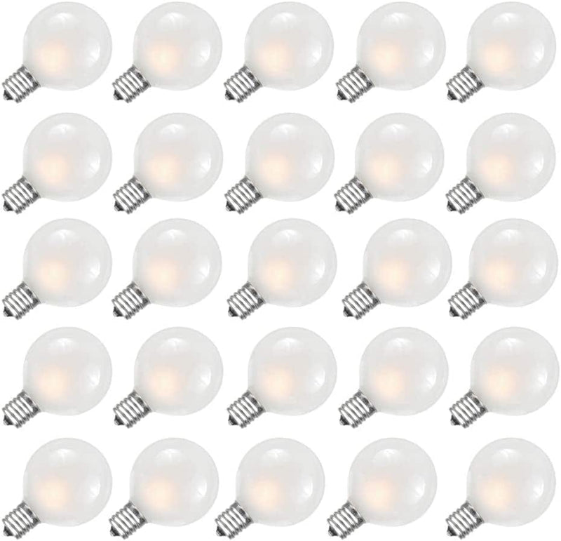 GOOTHY G40 Frosted White Globe Lights Bulbs, Outdoor G40 Globe Replacement Bulbs for Patio Outdoor String Lights, 5 Watts, C7/ E12 Candelabra Base- 25 Pack Home & Garden > Lighting > Light Ropes & Strings GOOTHY Frosted White  