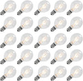 GOOTHY G40 Frosted White Globe Lights Bulbs, Outdoor G40 Globe Replacement Bulbs for Patio Outdoor String Lights, 5 Watts, C7/ E12 Candelabra Base- 25 Pack Home & Garden > Lighting > Light Ropes & Strings GOOTHY Clear  