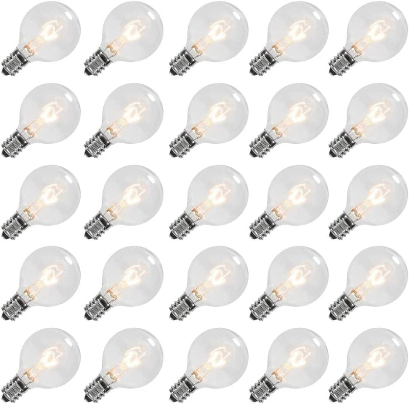 GOOTHY G40 Frosted White Globe Lights Bulbs, Outdoor G40 Globe Replacement Bulbs for Patio Outdoor String Lights, 5 Watts, C7/ E12 Candelabra Base- 25 Pack Home & Garden > Lighting > Light Ropes & Strings GOOTHY Clear  