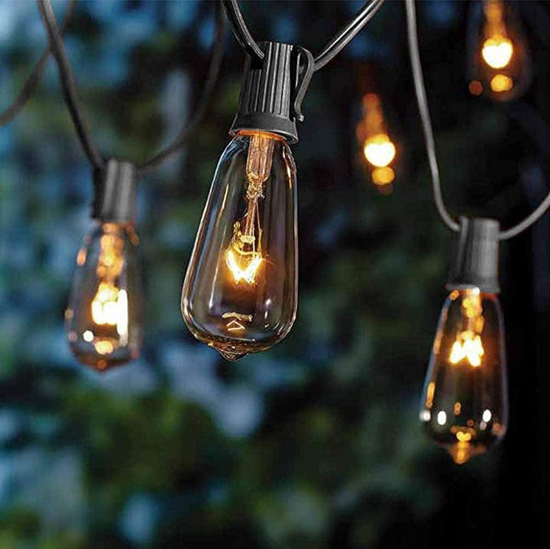 GOOTHY ST40 Edison Replacement Bulbs, C9/E17 Intremediate Screw Base Clear Glass Light Bulbs UL Listed for ST40 Outdoor Patio String Lights, 7W Vintage Outdoor Decoration Bulbs, Warm White-10 Pack Home & Garden > Lighting > Light Ropes & Strings Goothy 20FT-Black 20 Ft 
