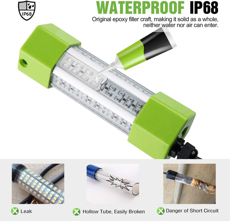 Goture 12V 45W Underwater Fishing Light – Portable IP68 LED Freshwater & Saltwater Submersible Waterproof Lure Bait Lamp with 5M Cord for Boat Kayak Bank Dock – Green, White Home & Garden > Pool & Spa > Pool & Spa Accessories Goture   