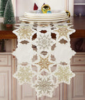 GRANDDECO Holiday Christmas Table Runner 13"X68" Cutwork Embroidered Snowflake Dresser Scarf Table Topper for Home Dining Xmas Table Top Decoration (Runner 13"X68", Snowflake) Home & Garden > Decor > Seasonal & Holiday Decorations GRANDDECO Snowflake Runner 13"x68" 