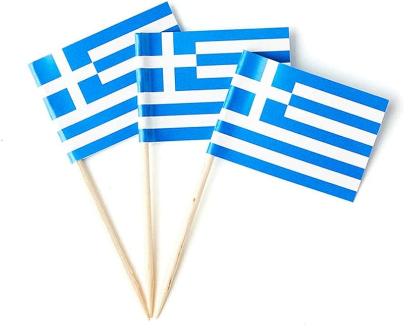 Greece Flag Greek Small Toothpick Mini Stick Flags Decorations (100 Pcs) Home & Garden > Decor > Seasonal & Holiday Decorations Mflagperft Greece  