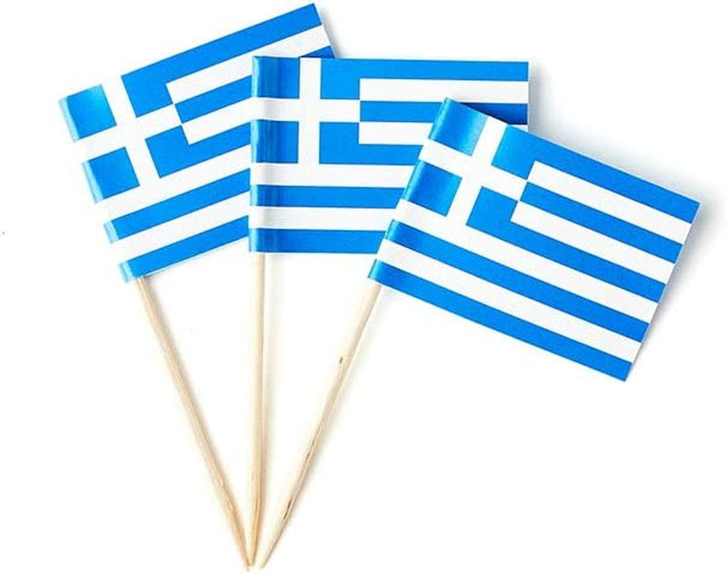 Greece Flag Greek Small Toothpick Mini Stick Flags Decorations (100 Pcs) Home & Garden > Decor > Seasonal & Holiday Decorations Mflagperft   