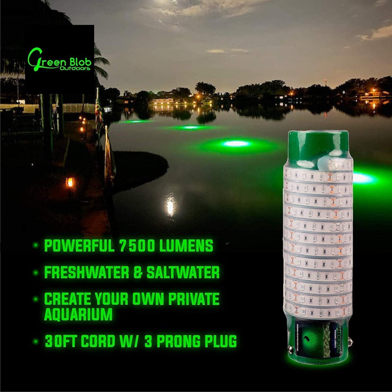 Green Blob Outdoors Underwater Fishing Light, Dock Pro Model Series 75DX, Made in Texas, 110 Volt AC, with 3 Prong Plug and 30Ft Cord, High Powered Made in Texas Home & Garden > Pool & Spa > Pool & Spa Accessories Green Blob Outdoors   