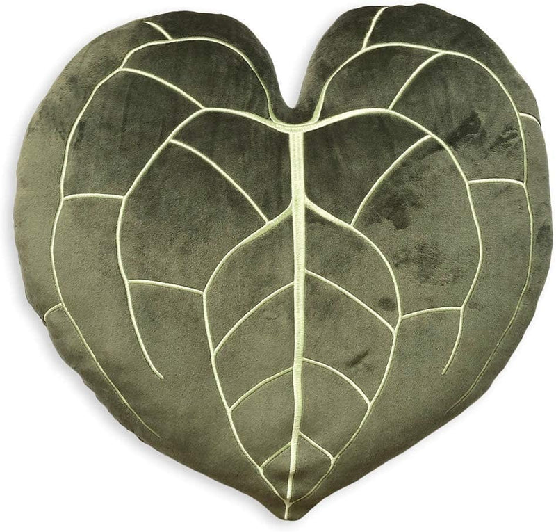Green Philosophy Co. Plush Monstera Deliciosa Mossy Earth Leaf Shaped Throw Pillows for Couch Sofa Living Room Home Decor Gift for Plant Lovers and Friends Leaves Decoration Cushion Bedroom Home & Garden > Decor > Seasonal & Holiday Decorations Green Philosophy Co. Clarinervium Leaf  