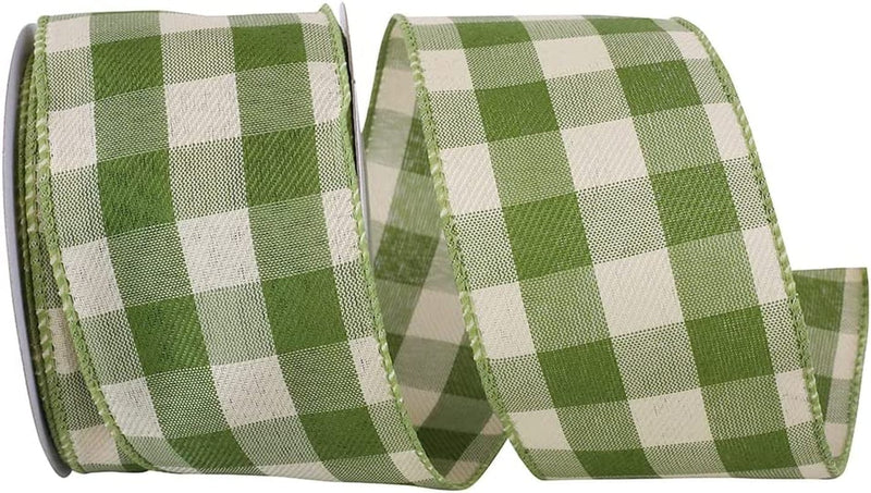 Green Striped Wired Christmas Ribbon - 2 1/2" X 10 Yards, St. Patrick'S Day, Easter, Spring, Christmas Tree Decor, Garland, Gifts, Wrapping, Wreath, Bows, Presents, Decorations Home & Garden > Decor > Seasonal & Holiday Decorations GiftWrap Etc. Moss Green & Tan Plaid 2.5" x 10 Yards 