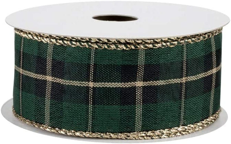 Green Striped Wired Christmas Ribbon - 2 1/2" X 10 Yards, St. Patrick'S Day, Easter, Spring, Christmas Tree Decor, Garland, Gifts, Wrapping, Wreath, Bows, Presents, Decorations Home & Garden > Decor > Seasonal & Holiday Decorations GiftWrap Etc. Black Gold & Green Plaid 1.5" x 10 Yards 
