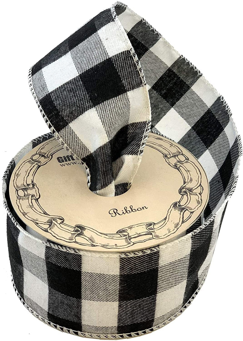 Green Striped Wired Christmas Ribbon - 2 1/2" X 10 Yards, St. Patrick'S Day, Easter, Spring, Christmas Tree Decor, Garland, Gifts, Wrapping, Wreath, Bows, Presents, Decorations Home & Garden > Decor > Seasonal & Holiday Decorations GiftWrap Etc. Black and White Buffalo Plaid 2.5" x 10 Yards 