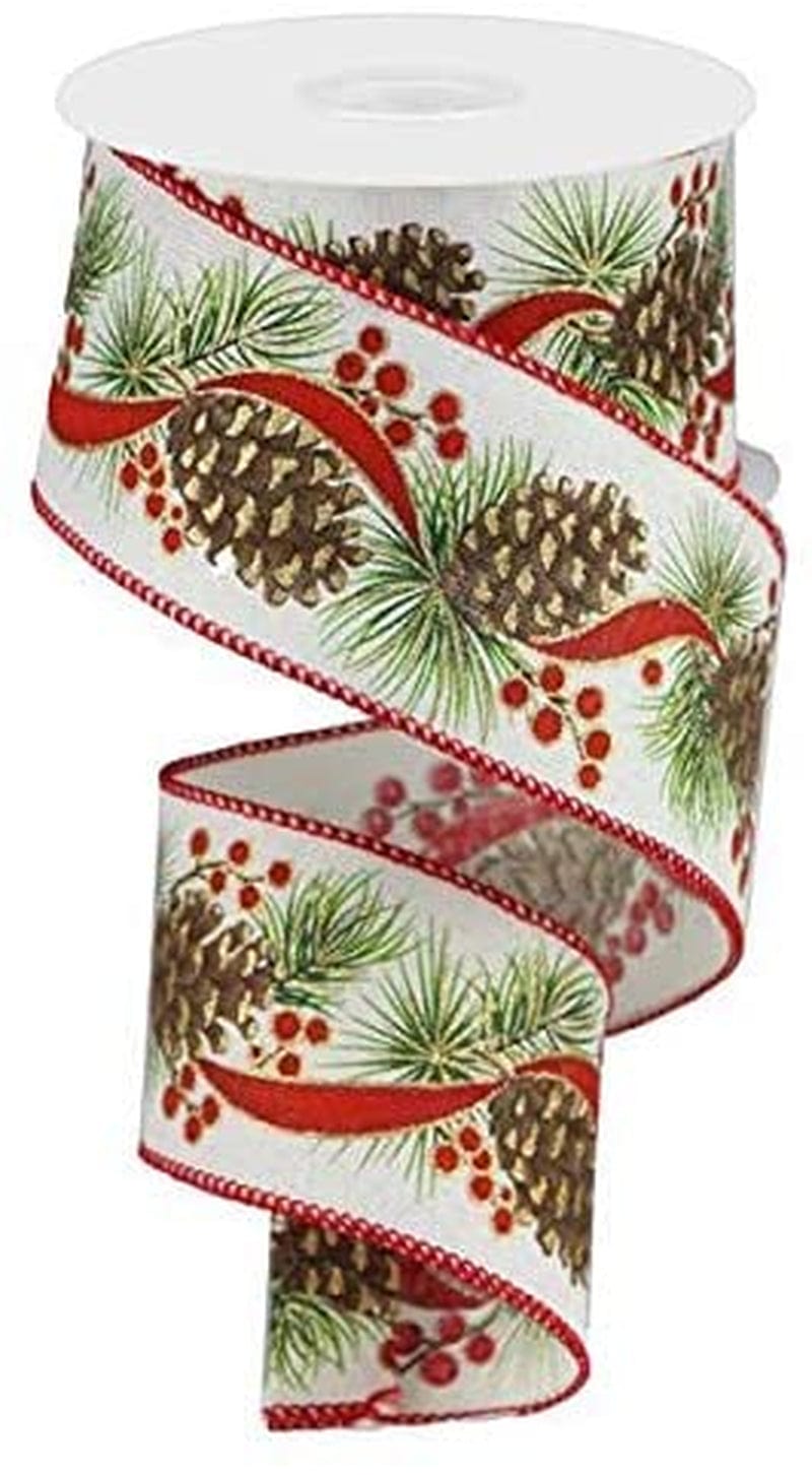 Green Striped Wired Christmas Ribbon - 2 1/2" X 10 Yards, St. Patrick'S Day, Easter, Spring, Christmas Tree Decor, Garland, Gifts, Wrapping, Wreath, Bows, Presents, Decorations Home & Garden > Decor > Seasonal & Holiday Decorations GiftWrap Etc. Christmas Pine Cone 2.5" x 10 Yards 