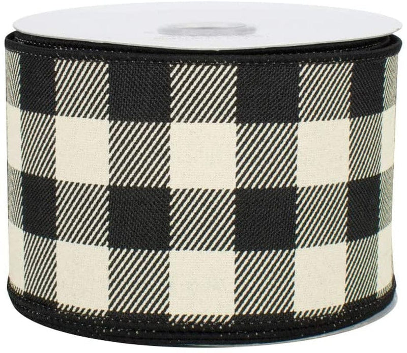 Green Striped Wired Christmas Ribbon - 2 1/2" X 10 Yards, St. Patrick'S Day, Easter, Spring, Christmas Tree Decor, Garland, Gifts, Wrapping, Wreath, Bows, Presents, Decorations Home & Garden > Decor > Seasonal & Holiday Decorations GiftWrap Etc. Black & Ivory Buffalo Plaid 2.5" x 10 Yards 