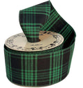 Green Striped Wired Christmas Ribbon - 2 1/2" X 10 Yards, St. Patrick'S Day, Easter, Spring, Christmas Tree Decor, Garland, Gifts, Wrapping, Wreath, Bows, Presents, Decorations Home & Garden > Decor > Seasonal & Holiday Decorations GiftWrap Etc. Black & Green Tartan 2.5" x 10 Yards 