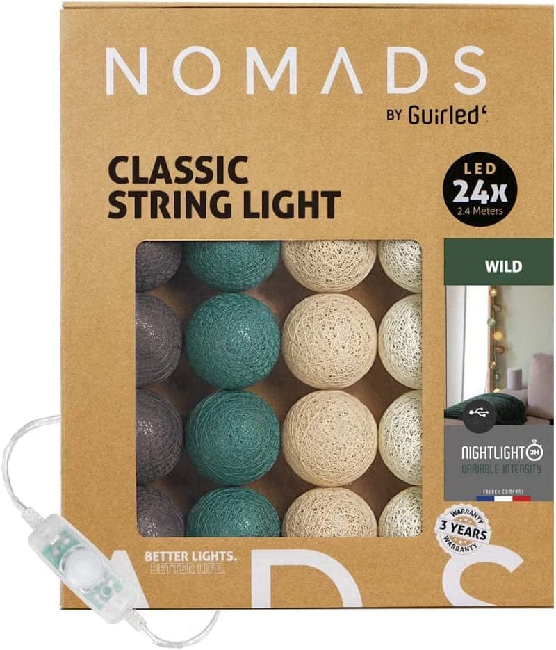 Guirled Nomads - ﻿String Light Garland LED USB - Fairy Light - Baby Nightlight 2H - AC Adapter Included - 3 Intensities 24 Cotton Balls - 7.87Ft 2.4M - Cotton Home & Garden > Lighting > Light Ropes & Strings Guirled Wild 24 balls 