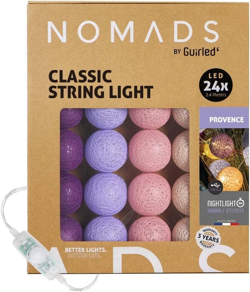 Guirled Nomads - ﻿String Light Garland LED USB - Fairy Light - Baby Nightlight 2H - AC Adapter Included - 3 Intensities 24 Cotton Balls - 7.87Ft 2.4M - Cotton Home & Garden > Lighting > Light Ropes & Strings Guirled Provence 24 balls 