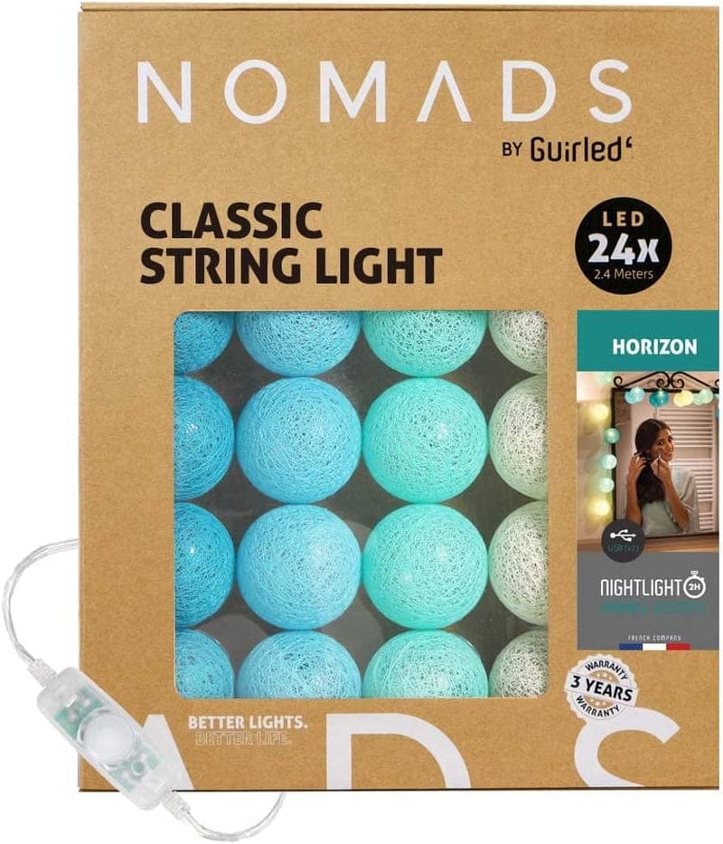 Guirled Nomads - ﻿String Light Garland LED USB - Fairy Light - Baby Nightlight 2H - AC Adapter Included - 3 Intensities 24 Cotton Balls - 7.87Ft 2.4M - Cotton Home & Garden > Lighting > Light Ropes & Strings Guirled Horizon 24 balls 