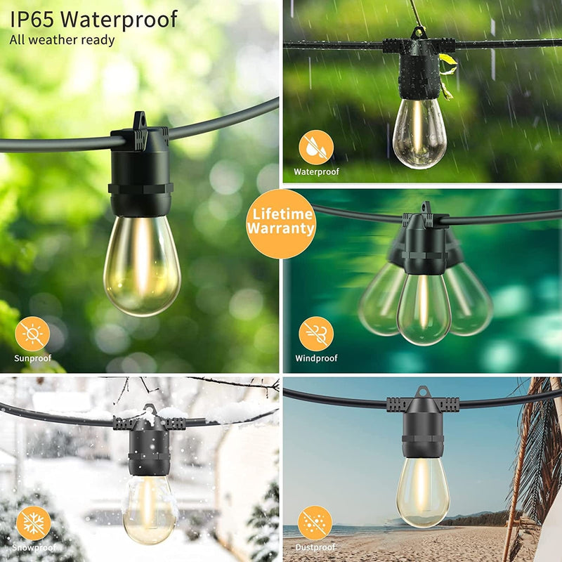 Guntsous 29FT Solar Outdoor Lights, IP65 Solar Lights Outdoor Waterproof, 4 Modes Dimmable Solar String Lights Outdoor Waterproof, Solar Powered Outdoor Lights for Patio, Compatible with USB Charging