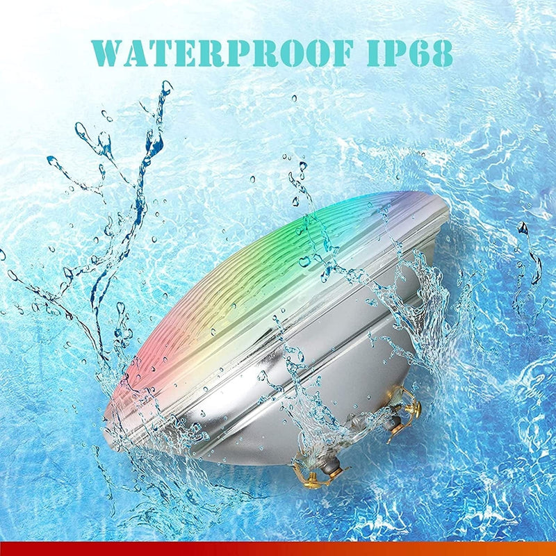 GUODDM 2Pcs RGB PAR56 Pool Bulbs, Submersible LED Swimming Pool Underwater Light 12V Waterproof IP68 W/Remote, for Inground Pool Pond Lighting (Color : Rgb+Remote Control, Size : 24W(12V))