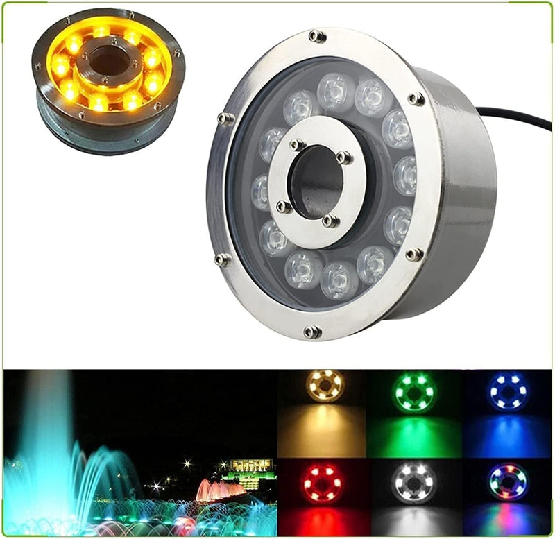 GUODDM 2PCS Submersible LED Pool Lights - Waterproof Underwater Light, RGB Color Change with RF Remote Control LED Ring Fountain Underwater Light, IP68 Waterproof Middle Hole Pond Underwater Lights Home & Garden > Pool & Spa > Pool & Spa Accessories GUODDM   