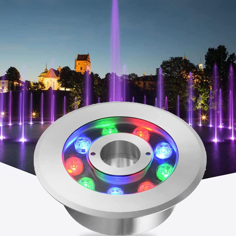 GUODDM LED Ring Underwater Fountain Light - RGB Color Change Underwater Pool Lights, Colorful Color Changing IP68 Waterproof Middle Hole Landscape Spotlight LED Ring Fountain Light Home & Garden > Pool & Spa > Pool & Spa Accessories GUODDM 6W 12V 