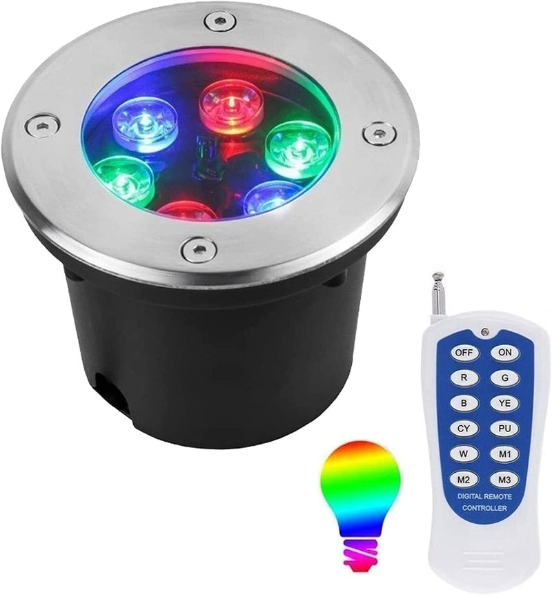 GUODDM LED Ring Underwater Fountain Light - RGB Color Change Underwater Pool Lights, LED Floor Recessed Spot Light, RGB Outdoor Underwater Spot Light IP68 Waterproof RF Remote Control Spot Light Home & Garden > Pool & Spa > Pool & Spa Accessories GUODDM 36W 24V 